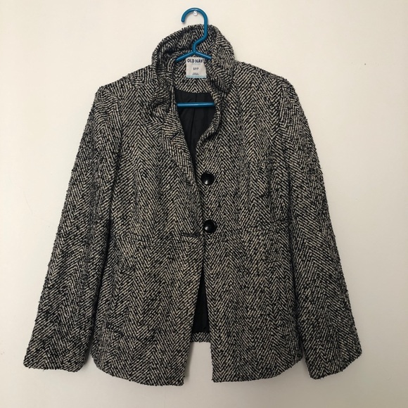 Tweed winter jacket with large black buttons - Picture 1 of 5